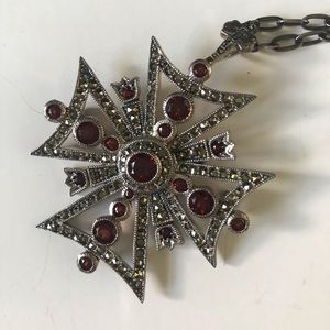 Marcasite and Garnet Pin/Pendant